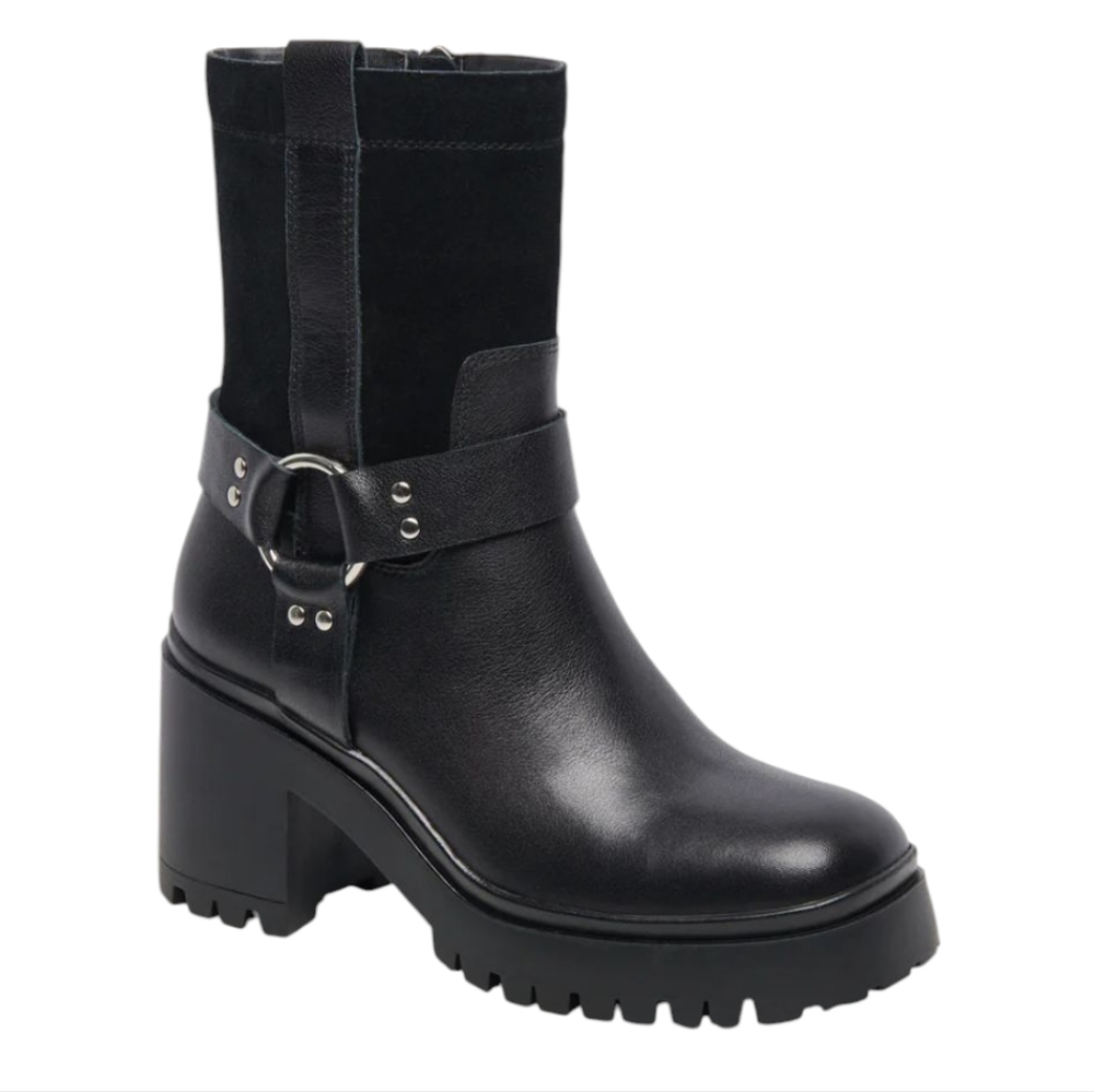 BLONDO..REBEL WATERPROOF MOTO-STYLE ZIP-UP WITH A UNIQUE BUCKLE ACCENT.size 8.5